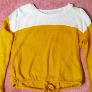 No Boundaries brand long sleeve knit fabric yellow and white shirt